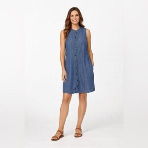 J Crew Chambray Sleeveless Button Front Shirt Dress Size women’s small blue Jean